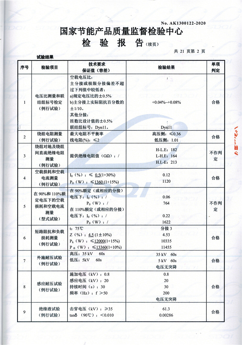 高低压试验报告-S11-1250大东大东大东油浸式变压器-2.jpg